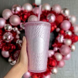 ✨NEW💖Starbucks Sprin Valentines Day 2024 Pink Chain Studded Soft Touch Cup💗